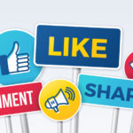 Social Media Marketing Like Comment Share Signs